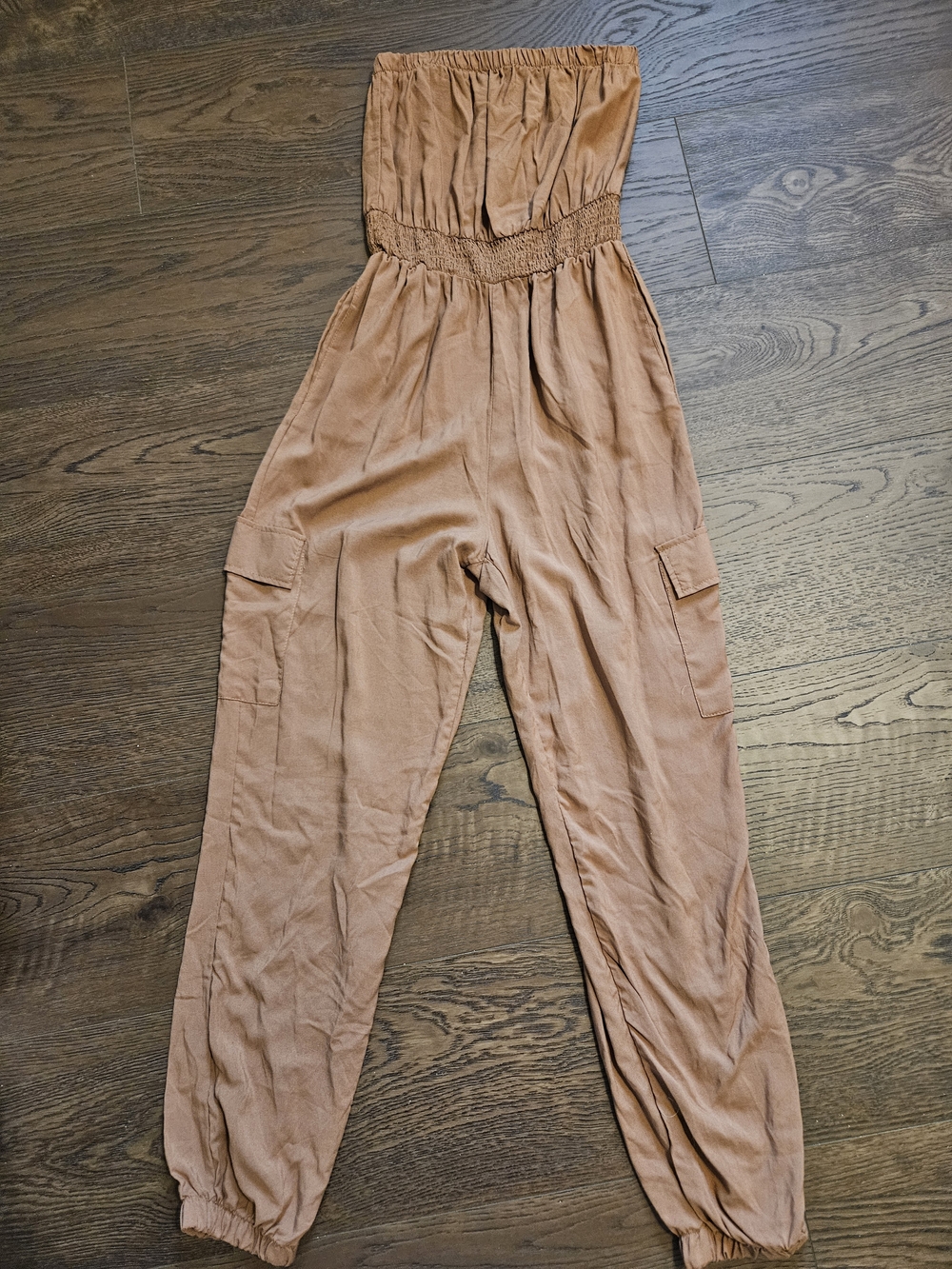 Rue21 Strapless Cargo Jumpsuit in Dusty Brown